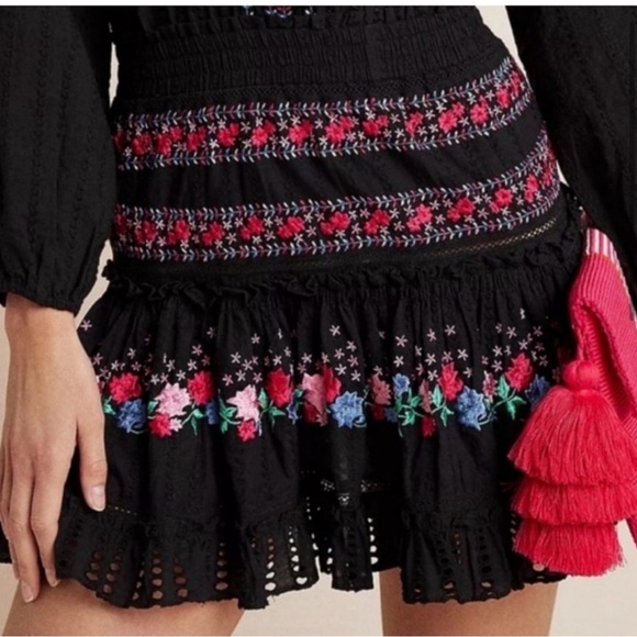 MISA Los Angeles Manuela mini cotton dress embroidered w long sleeves size‎ M - Picture 7 of 13